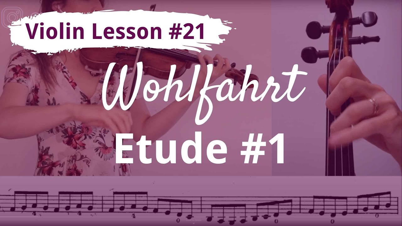 FREE Violin Lesson #21 Wohlfahrt op 45 etude 1 tutorial and SLOW play along