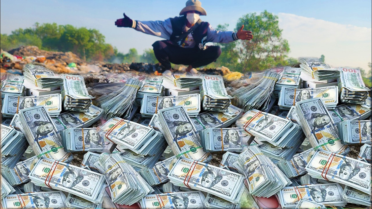 Wow $$ money found at trash Field Dumper Diving with a man trash life find thing for Use.