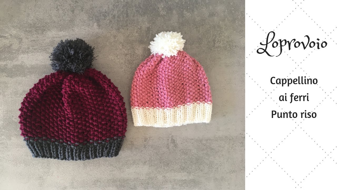 Cappellino ai ferri a punto riso