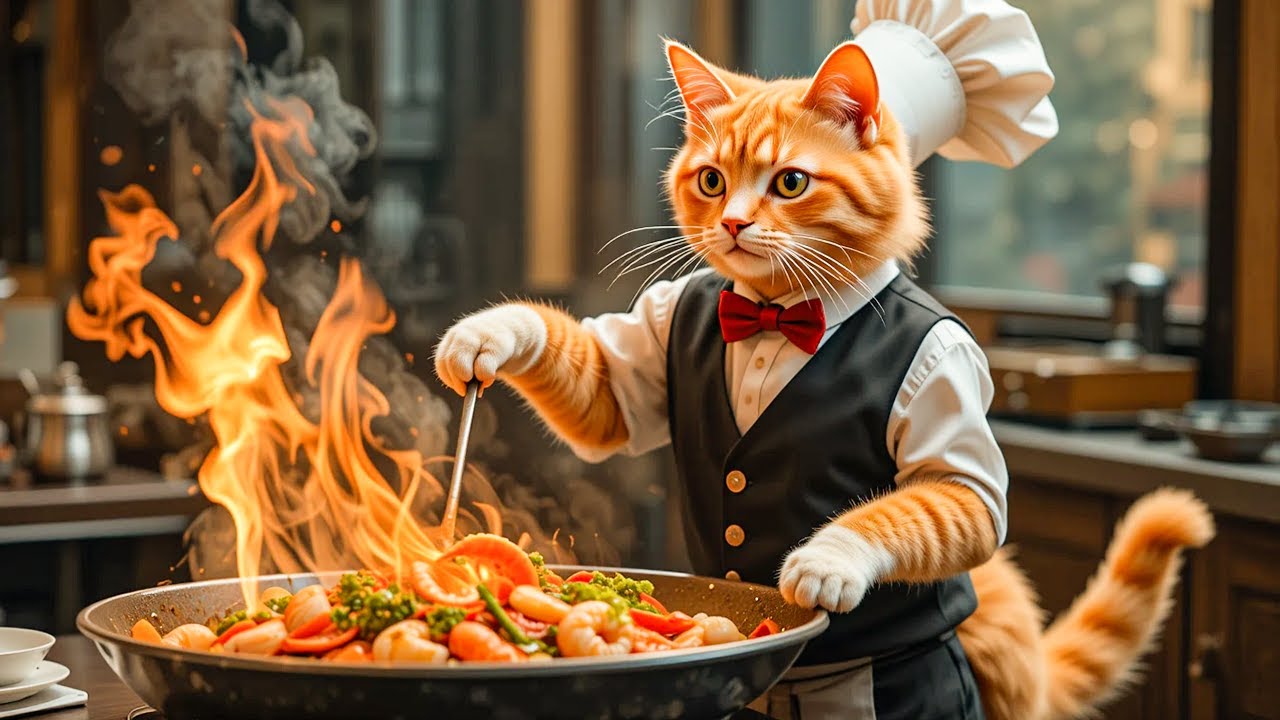 Fat Orange Cat’s Funny Restaurant Adventure! 🍽️ | Chef & Waiter in Action | Cute Cat Animation