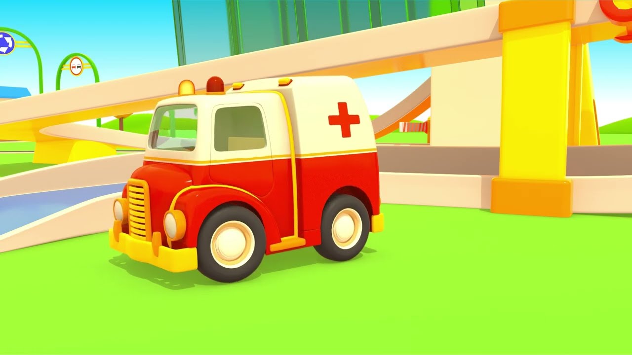 Assistansbilar f&ouml;r barn &ndash; brandbil, ambulans och polisbil | Tecknad film p&aring; svenska