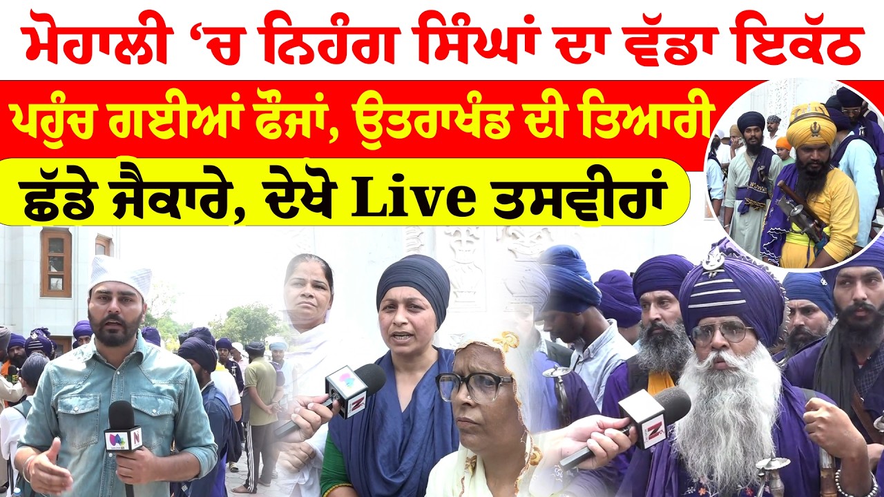 Mohali News | ਮੋਹਾਲੀ &lsquo;ਚ ਨਿਹੰਗ ਸਿੰਘਾਂ ਦਾ ਵੱਡਾ ਇਕੱਠ | ਪਹੁੰਚ ਗਈਆਂ ਫੌਜਾਂ, ਛੱਡੇ ਜੈਕਾਰੇ  | Sanjha TV