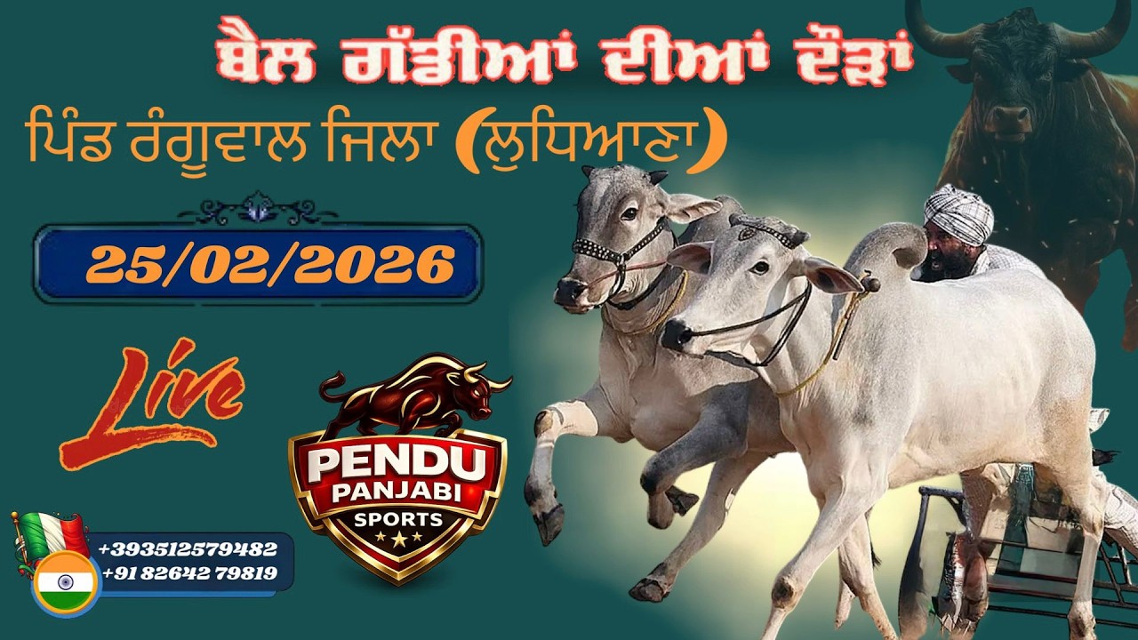 ਤੁਸੀ ਦੇਖ ਰਹੇ ਹੋ ਪਿੰਡ ਰੰਗੂਵਾਲ (ਨੇੜੇ ਲੁਧਿਆਣਾ) ਤੌ ਬੱਲਦਾਂ ਦੀਆਂ ਦੋੜਾਂ ਦਾ ਸਿੱਧਾ ਪ੍ਰਸਾਰਣ**(25 ਫਰਵਰੀ 2026)