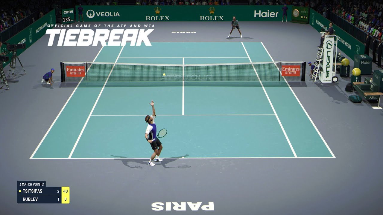 TIEBREAK - Andrey Rublev Vs Stefanos Tsitsipas I Paris Masters I Legendary AI (PS5)