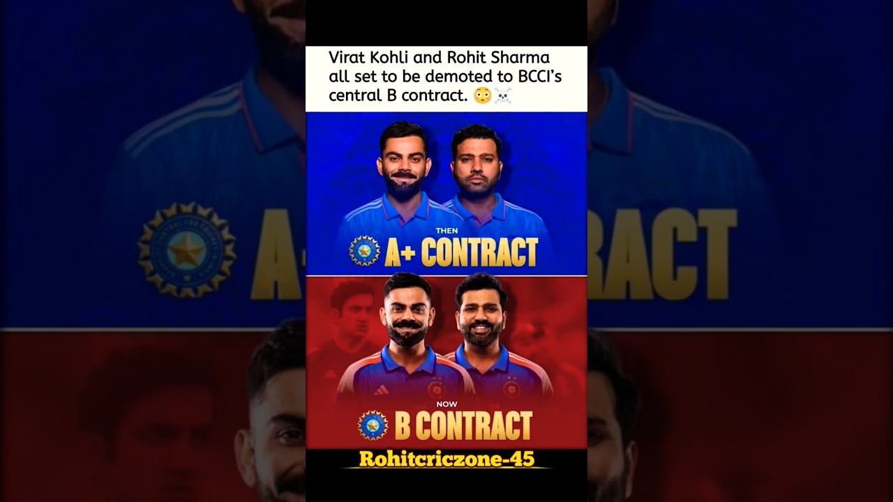 Virat and Rohit Sharma all set to be demoted to BCCI&rsquo;s central B contract. 😳☠️#shortsfeed #bcci #yt
