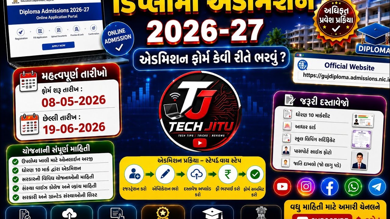 ડિપ્લોમા એડમિશન 2026-27 | Gujarat Diploma Admission Process | ACPDC Registration #acpdc #onlineform 