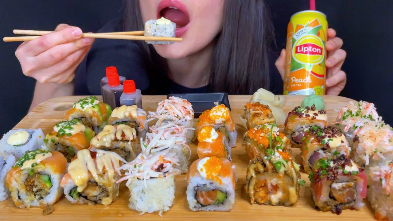 ASMR SUSHI ROLLS PLATTER MUKBANG (No Talking)
