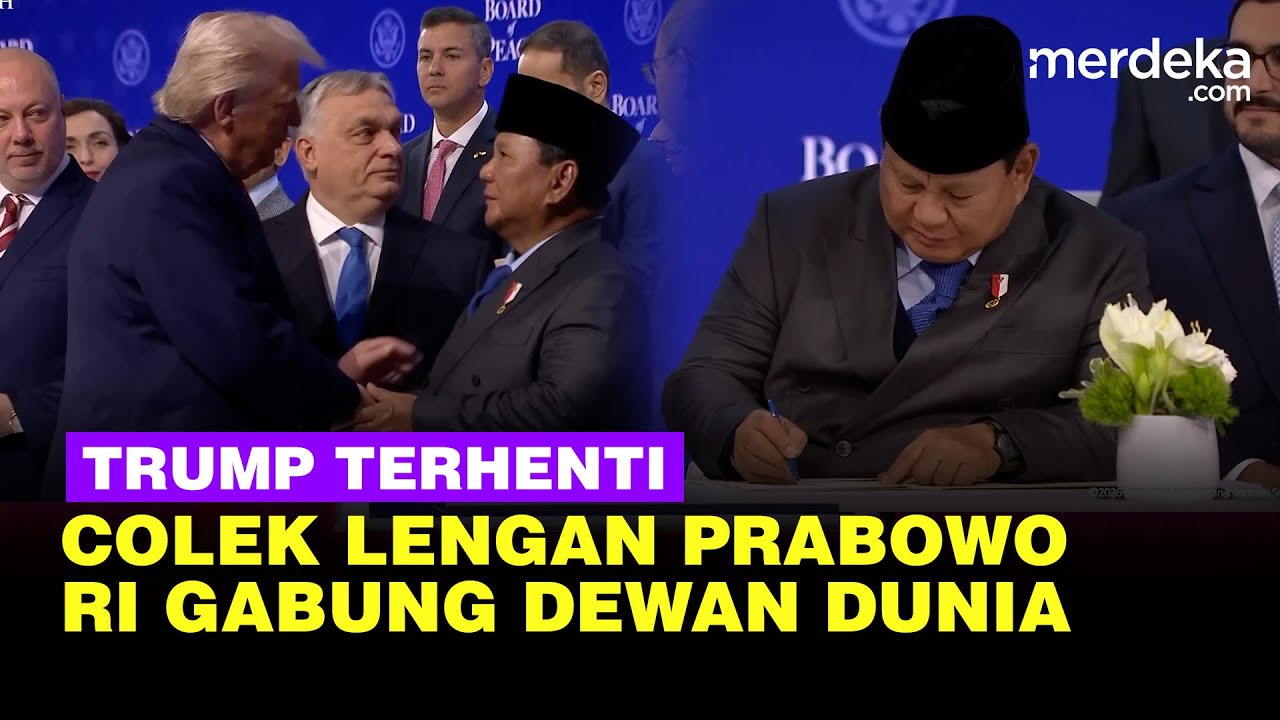Momen Langkah Trump Terhenti Colek Lengan Prabowo Usai RI Gabung Dewan Perdamaian Gaza