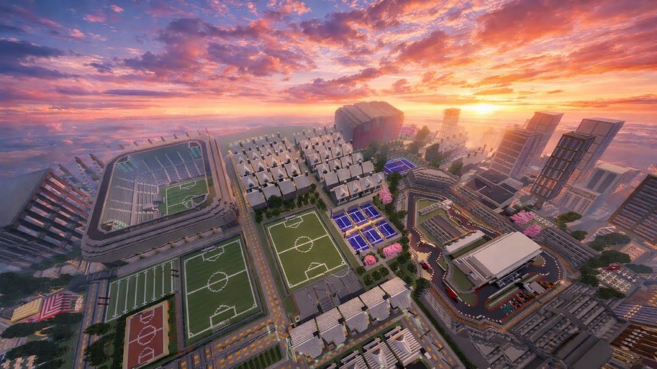 my minecraft city looks CRAZY from above (SUPER SPEED & 0.5 VIEW)