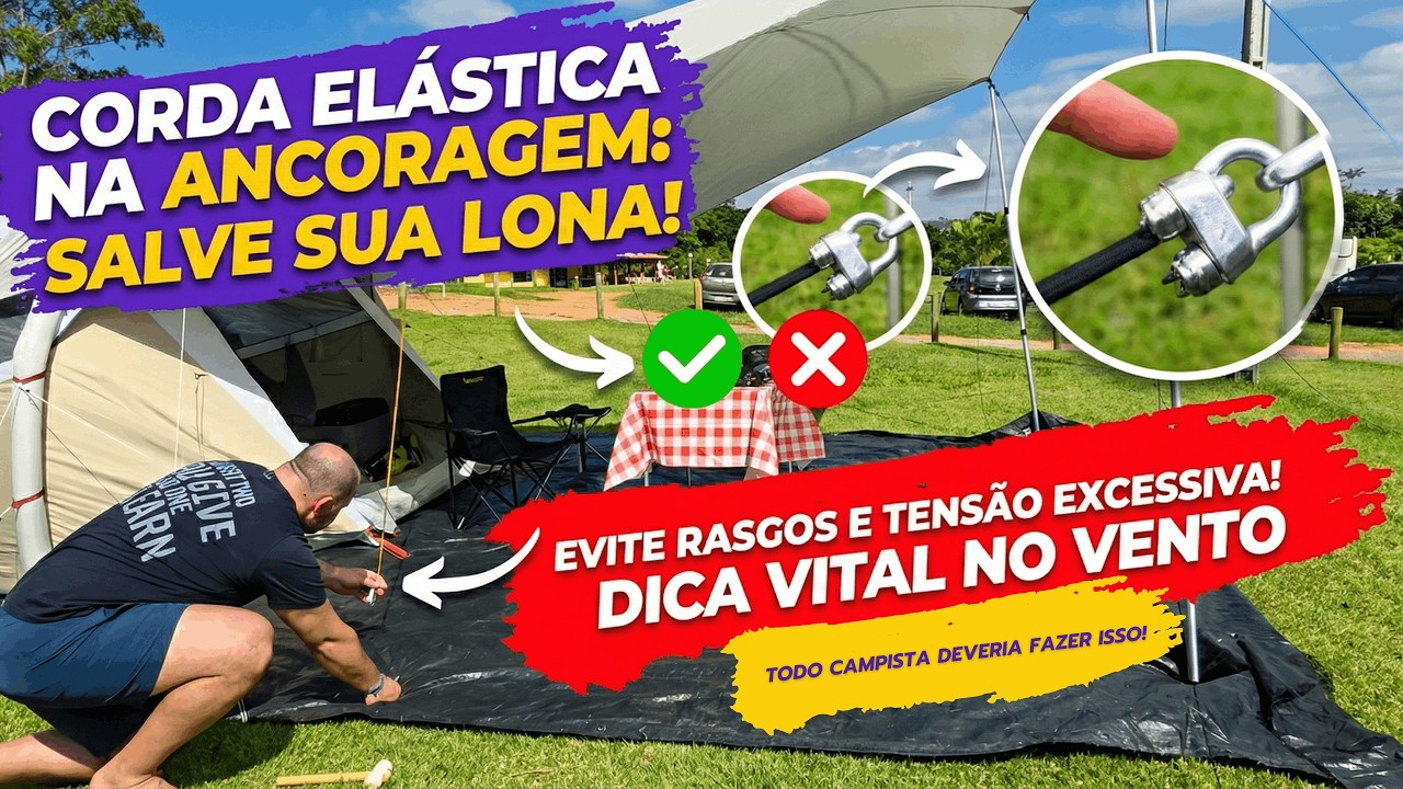 Como Usar Corda Elástica na Ancoragem de Tarp e Lona de Camping e Evitar Rasgos na Sua Lona ou Tarp