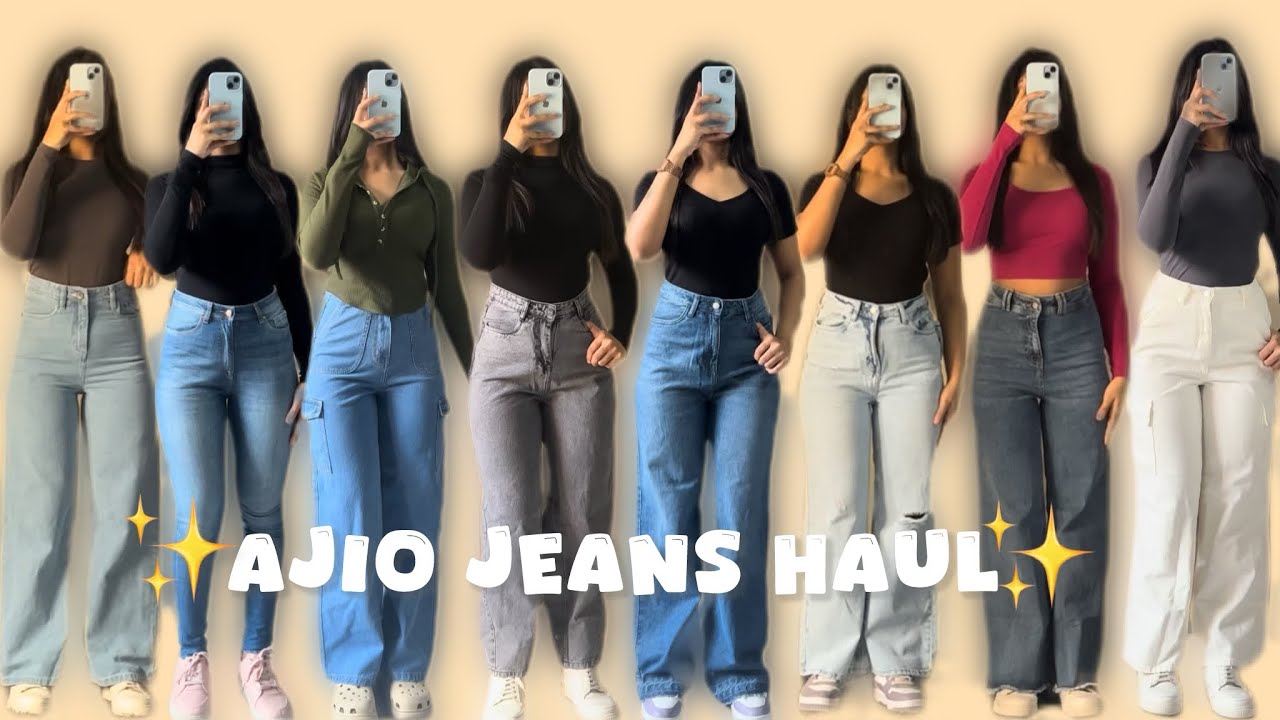 *HUGE* AJIO JEANS HAUL💖||ALL UNDER 1100😍||COLLEGE MUST HAVES🎀|| WIDE LEG CARGO,STRAIGHT FIT JEANS💕