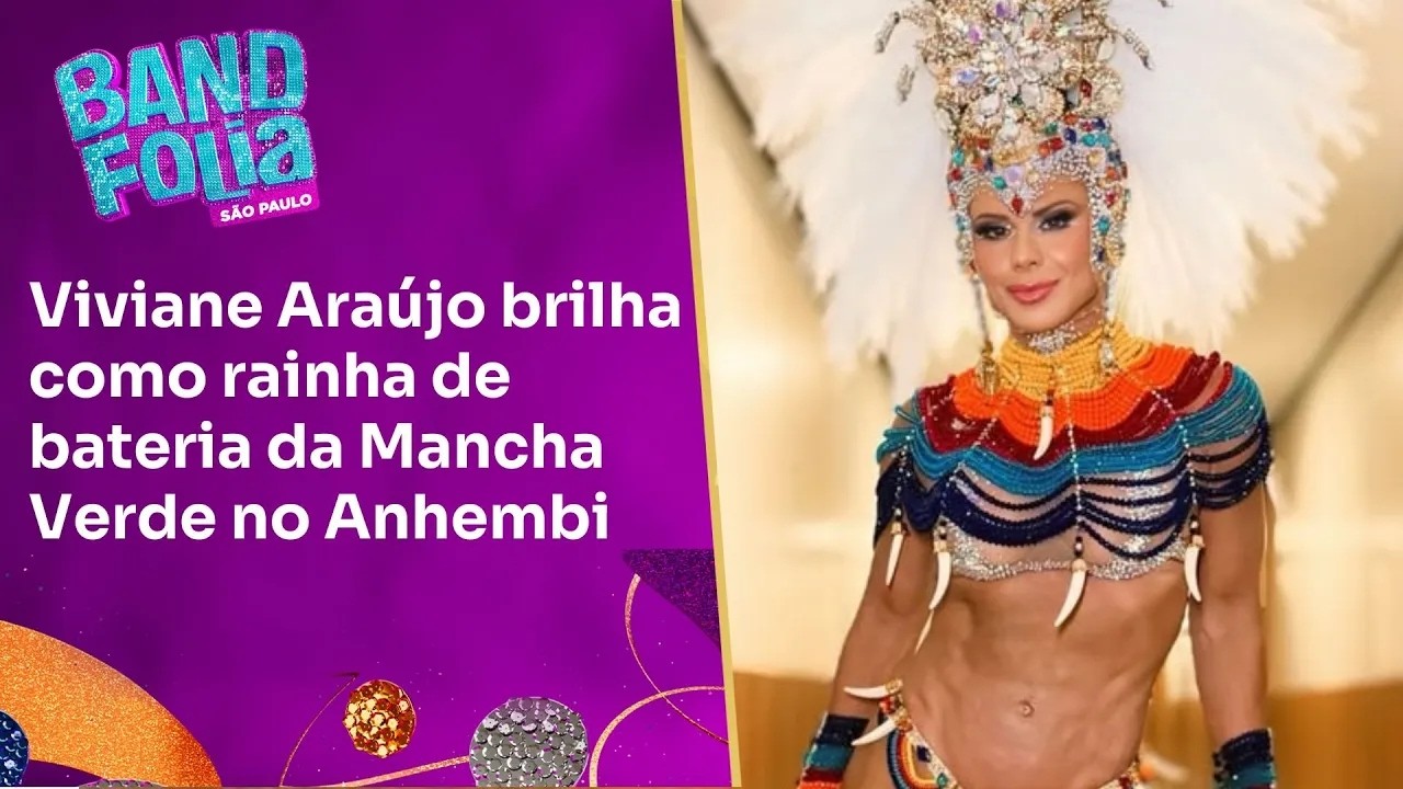Viviane Araújo brilha como rainha de bateria da Mancha Verde no Anhembi | Band Folia