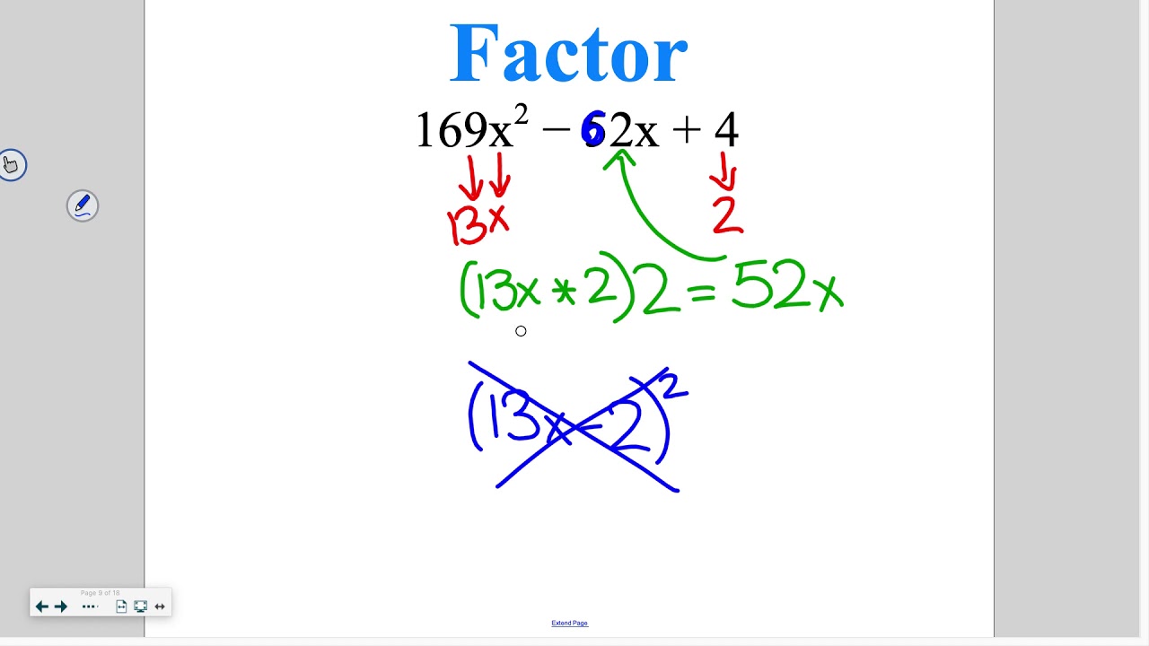 Algebra 7-7: Factoring Special Cases