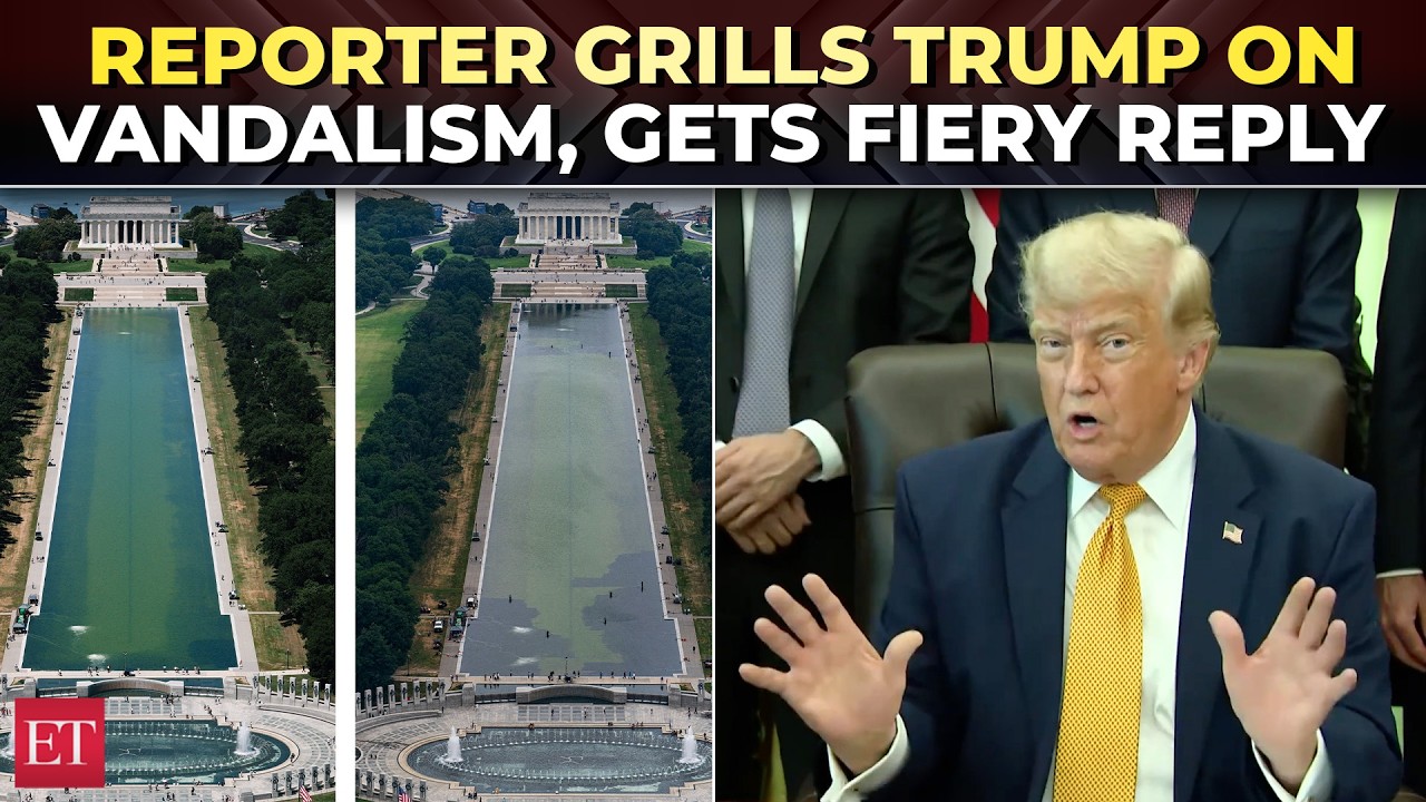&lsquo;Can&rsquo;t help if someone goes in with knife&rsquo;: Trump clashes with journo over reflecting pool vandalism