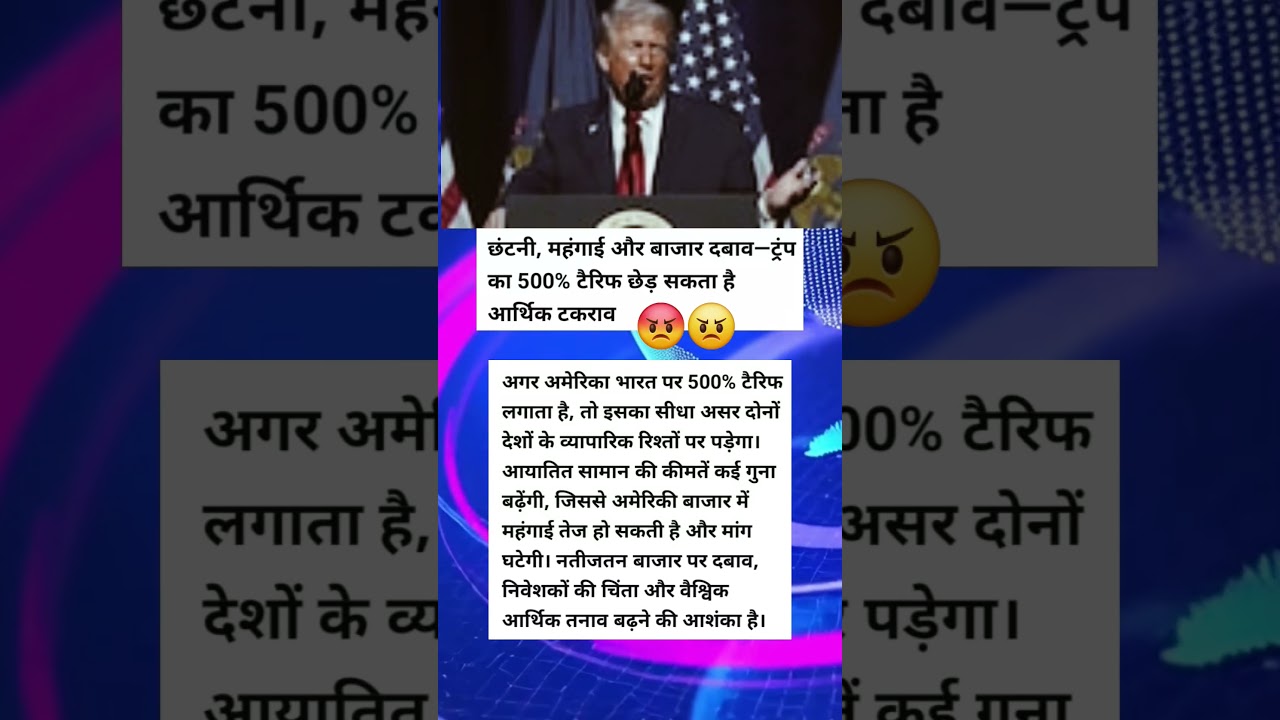 Trump का 500% Tariff! भारत-अमेरिका ट्रेड में बवाल | Market Crash Alert