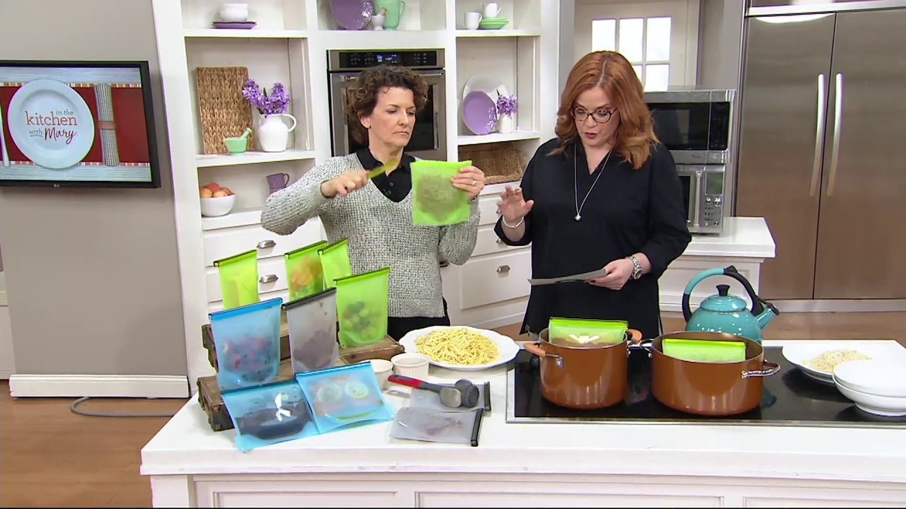 Cook's Essentials S/5 Silicone Steam & Store Food Bags on QVC