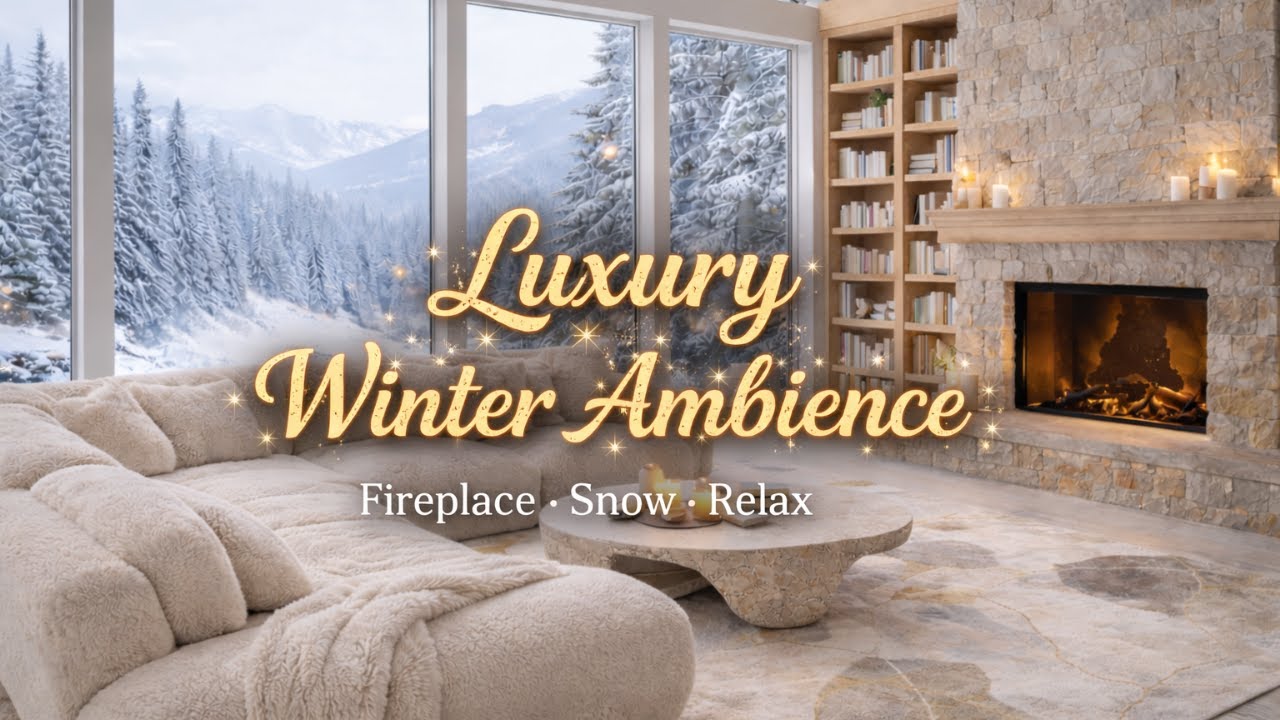 Luxury Winter Ambience ✨Fireplace • Snow • Relax