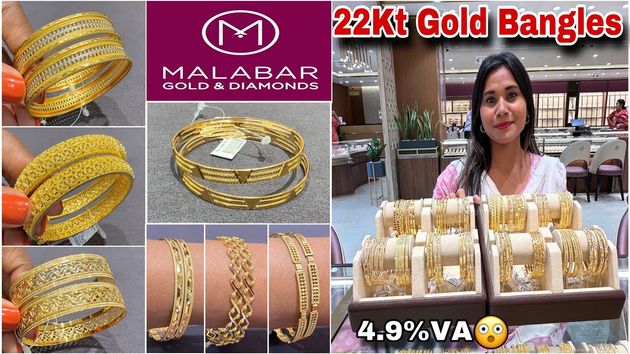 Malabar Latest Gold Bangles Designs Starts 16Gm Pair🔥| Light Weight Gold Bangles Designs With Price|