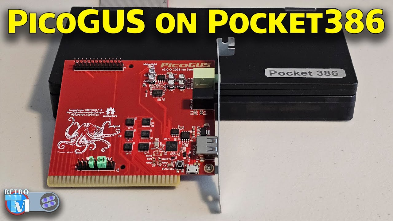 PicoGUS 2.0 on a Pocket386 - Modern Gravis Ultrasound on a Modern Retro Laptop!
