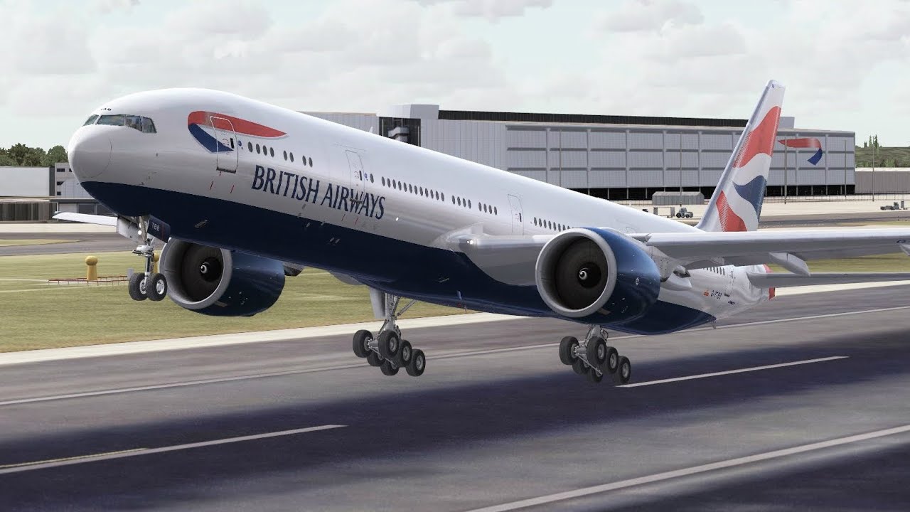 FSX HD PMDG 777-300 BRITISH AIRWAYS 27 London to Hong Kong Full Flight Passenger Wing View