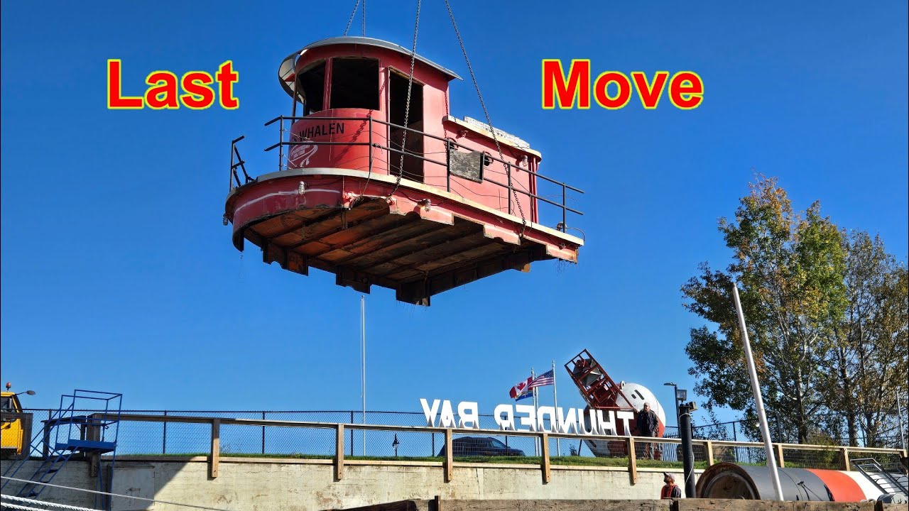 Last Pieces of Historic Tug Boat moved down river to Museum Thunder Bay Ontario Port Harbour