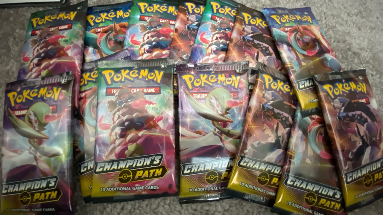 Champions path booster pack opening!!  (ASMR) Lots of Crinkles and Rare cards!! 14 packs. Relaxing.