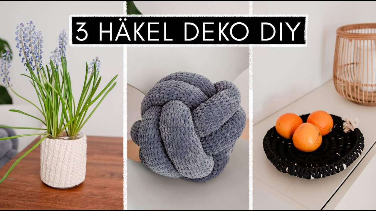 3 HÄKEL DIY DEKO IDEEN: Boho Schale, Knotenkissen & Flaschenstrumpf