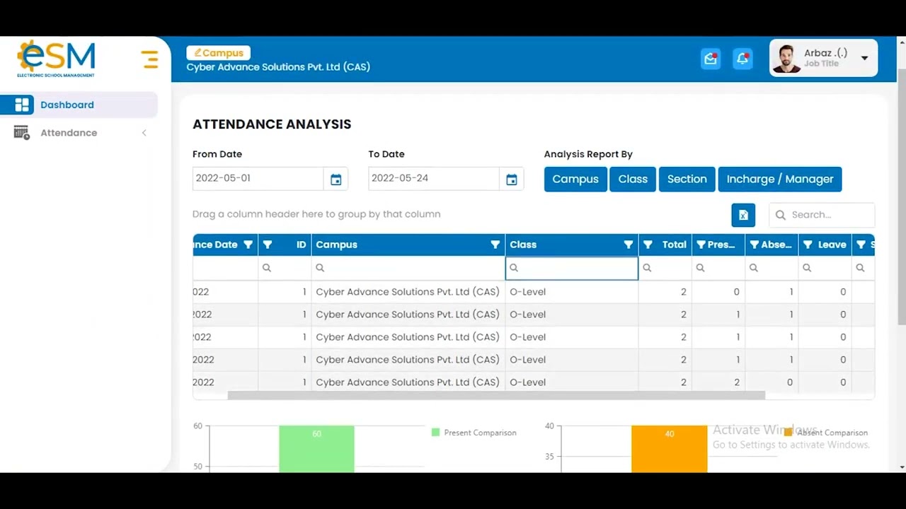 Attendance Module | eSM Electronic School Management | Cyber Advance Solutions