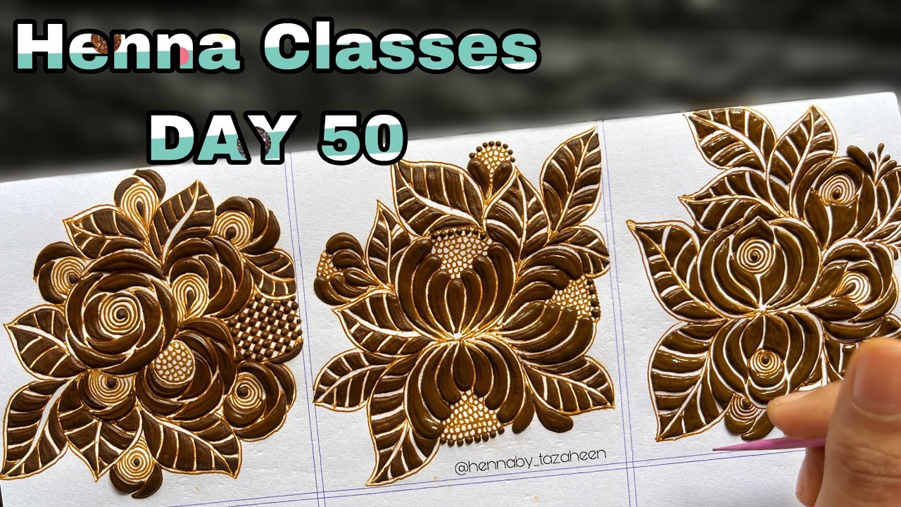 Tazaheen Henna Classes DAY 50 || Learn Detailed Henna With Tazaheen Henna Classes 2024