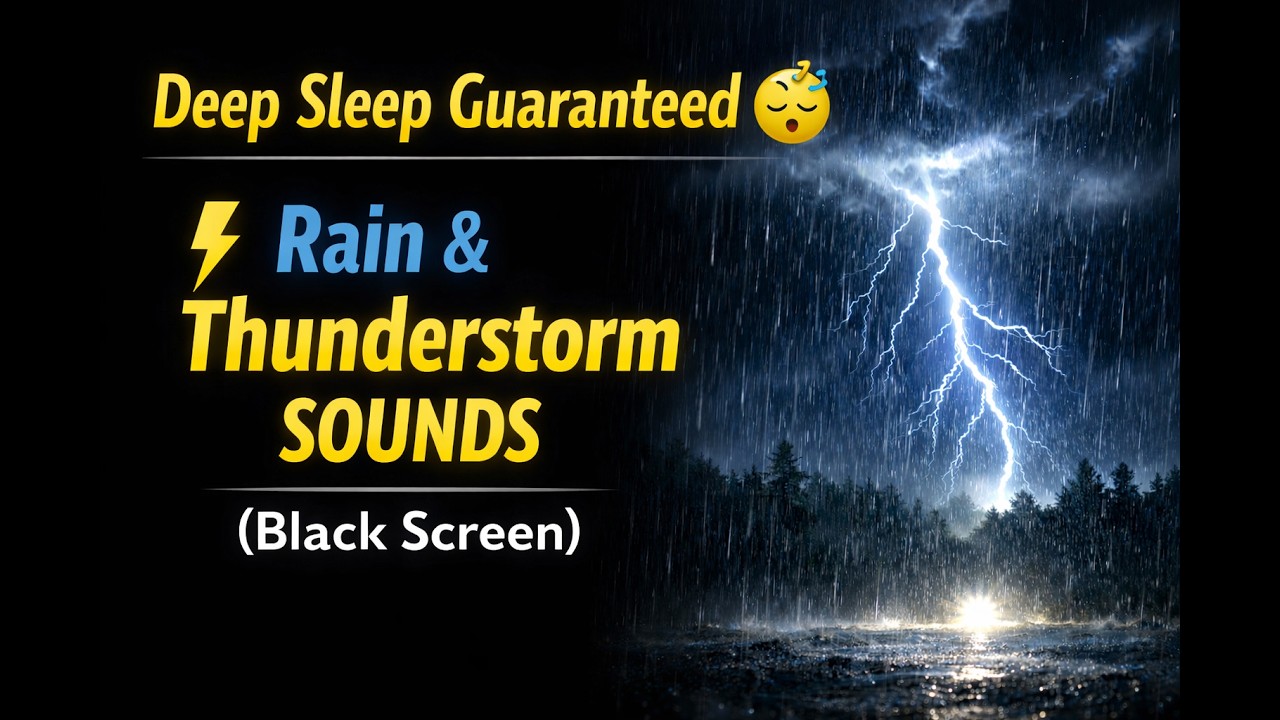 Deep Sleep Guaranteed 😴 Rain & Thunderstorm Sounds (Black Screen)