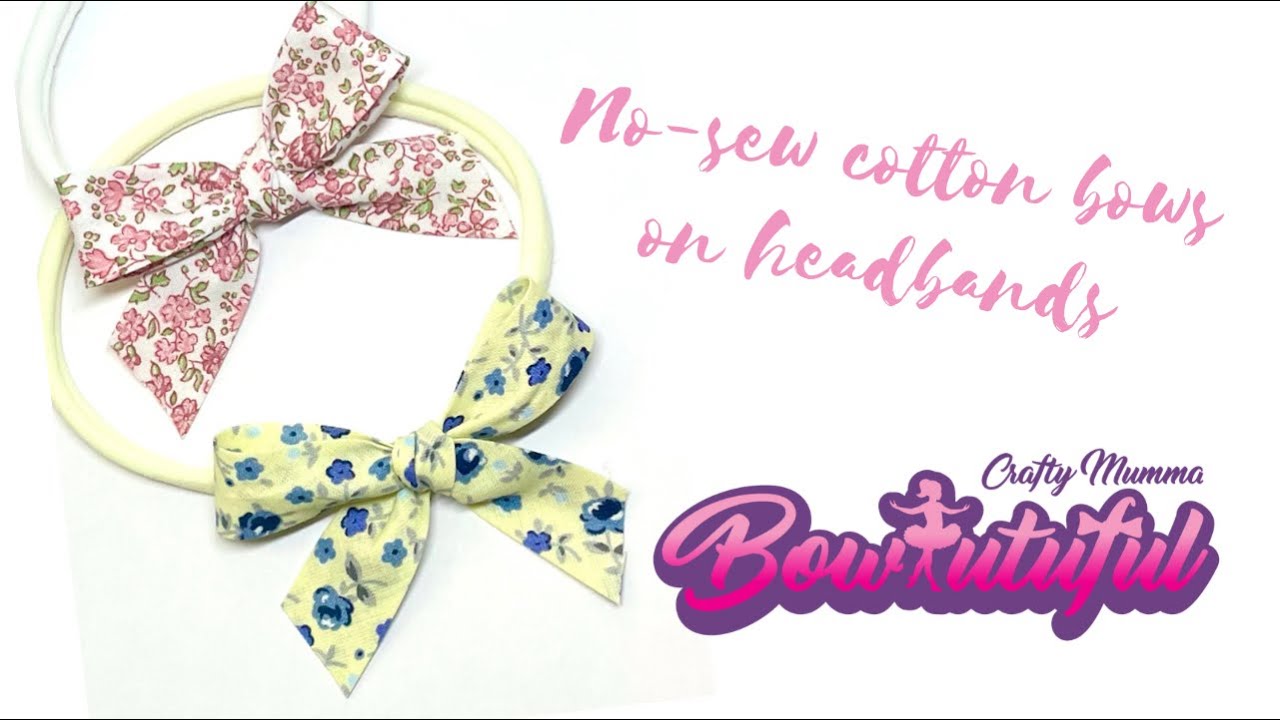 No sew, freehand cotton bias bows on headbands // hair bow tutorial for beginners // how to make