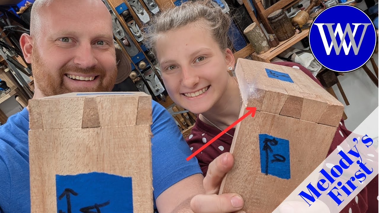 My Daughter Attempts To Hand Cut Dovetails For The FIRST TIME EVER