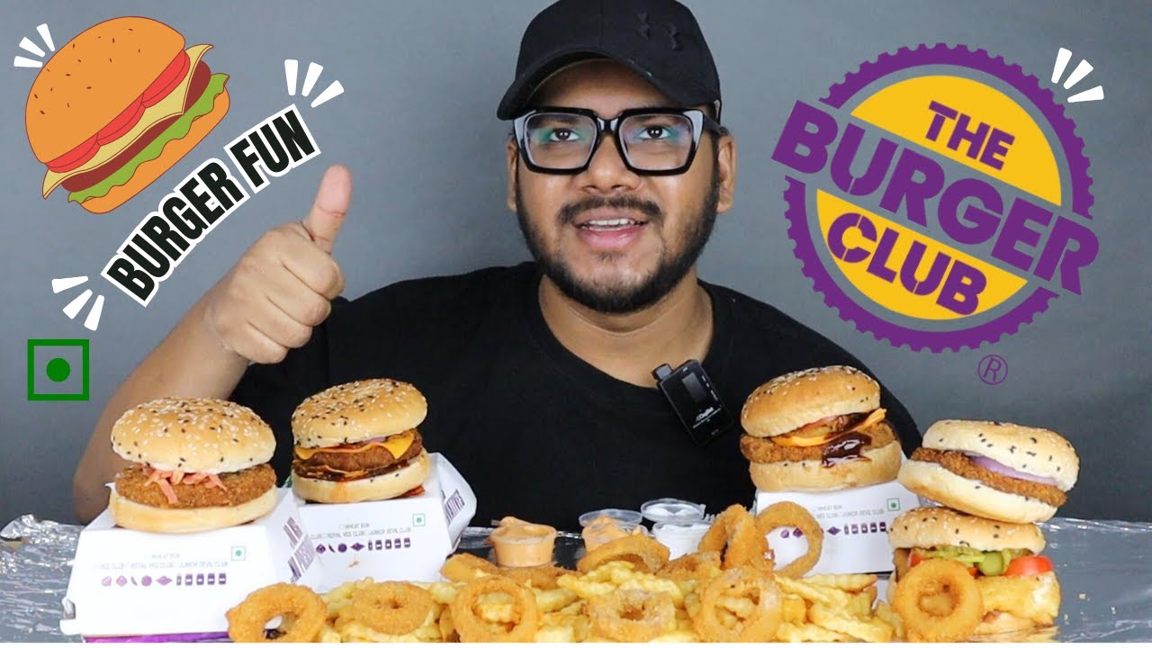 Mukbang & Honest Review of The Burger Club&rsquo;s Full Veg Menu + Fries & Onion Rings 🍔🍟