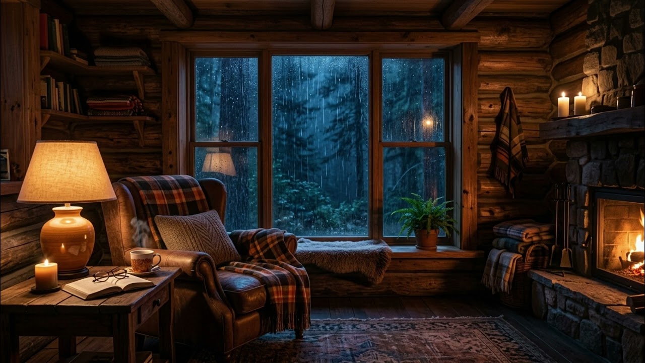 Cozy Rainy Cabin Ambience for Deep Sleep | 3 Hours