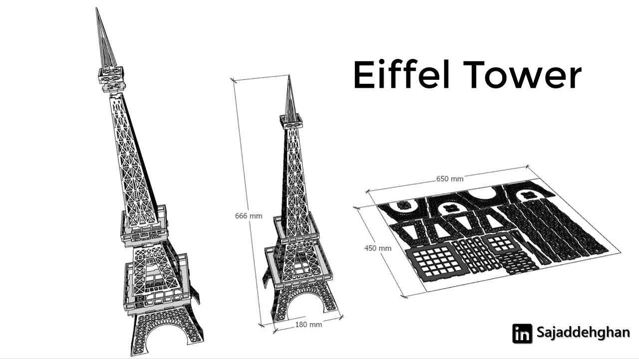 Eiffel Tower laser cut 65 cm