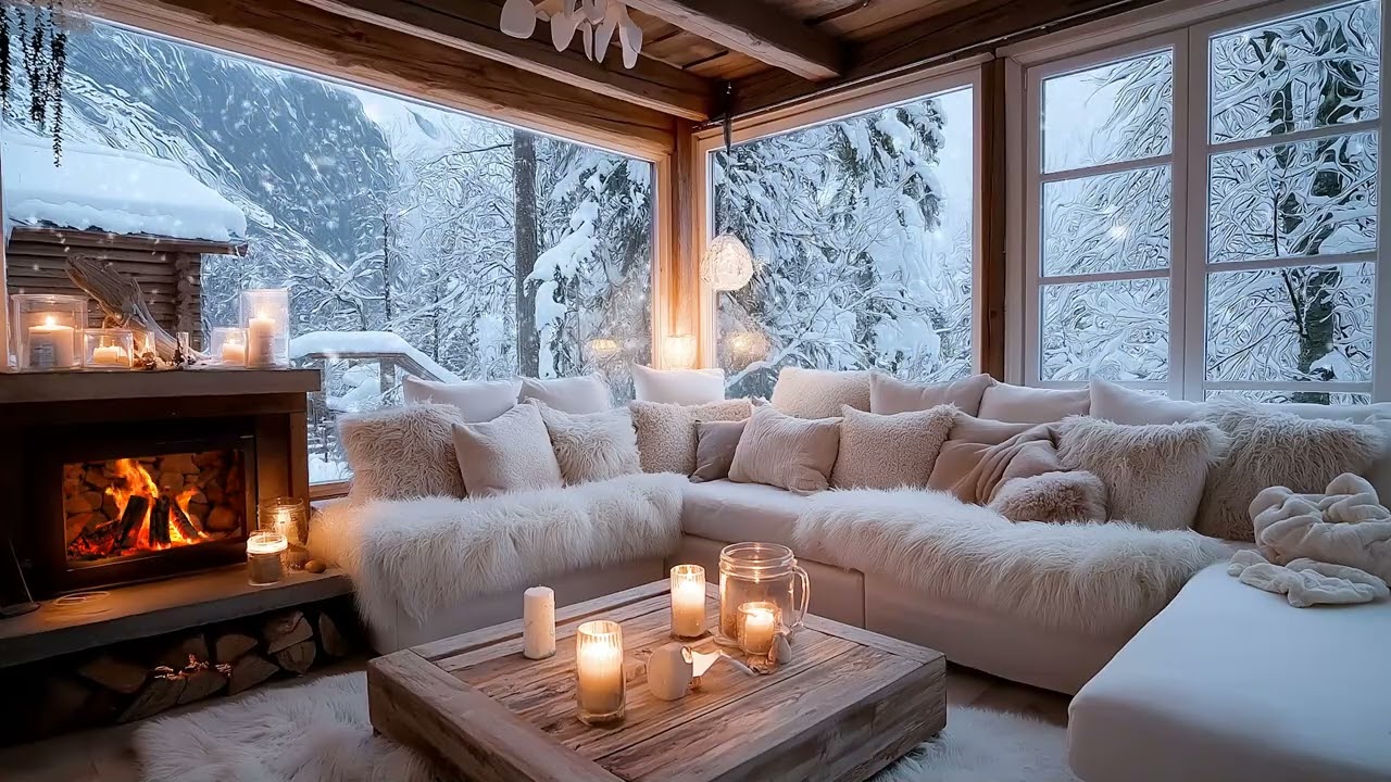 🎹🔥 A Cozy Winter Piano You’ll Want On All Day | Fireplace Warmth, Snowfall & Focus | Aurelune