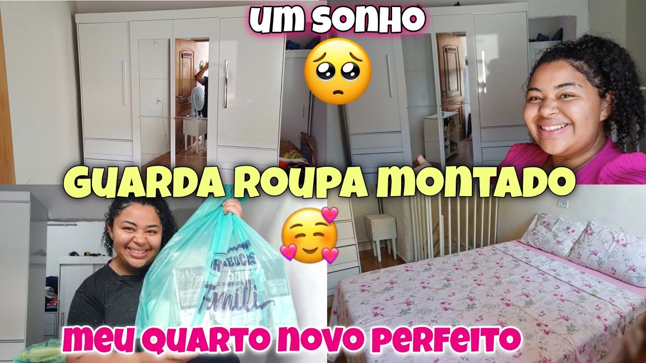 QUE TRANSFORMAÇÃO😱 O GUARDA ROUPA MONTADO  😍 COMPRINHAS PRO QUARTO NOVO ROUPA DE CAMA E CORTINA✨️