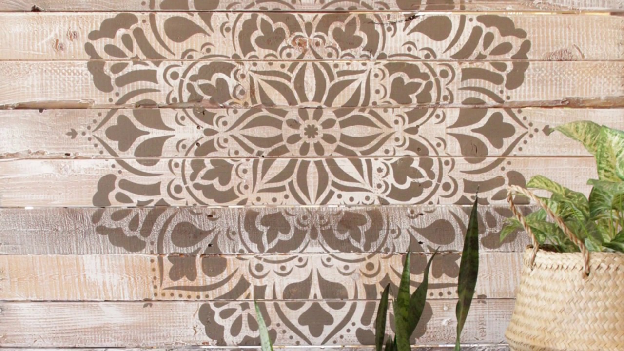 How to Paint a Wood Pallet with Large Mandala Stencils - DIY Reclaimed Wood Wall Art Pattern Decor