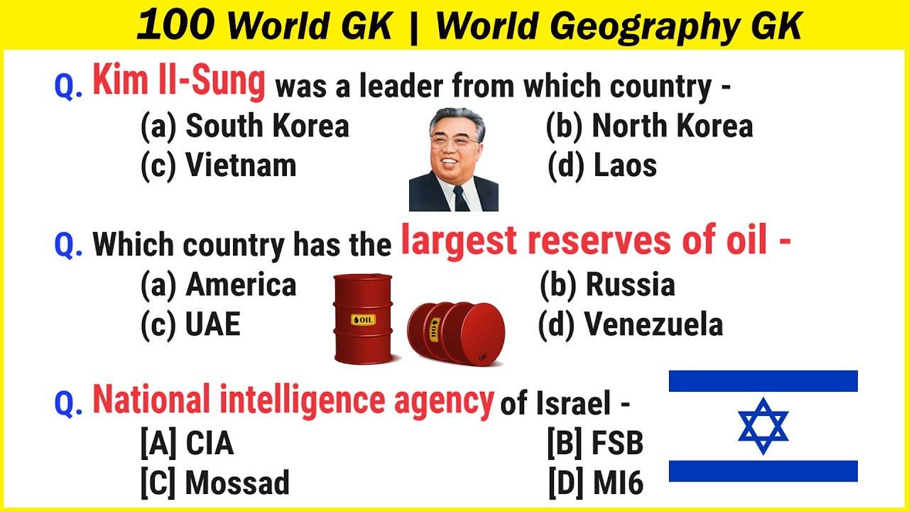 100 World GK | World Geography GK | Geography Quiz MCQ Questions and Answers General Knowledge