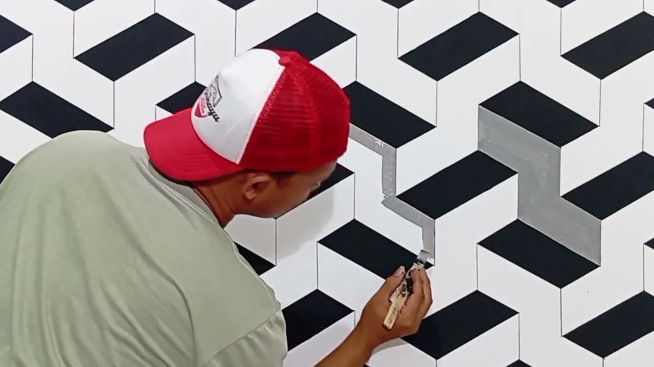 Tutorial 3d wall painting ideas || paint Design wall painting 