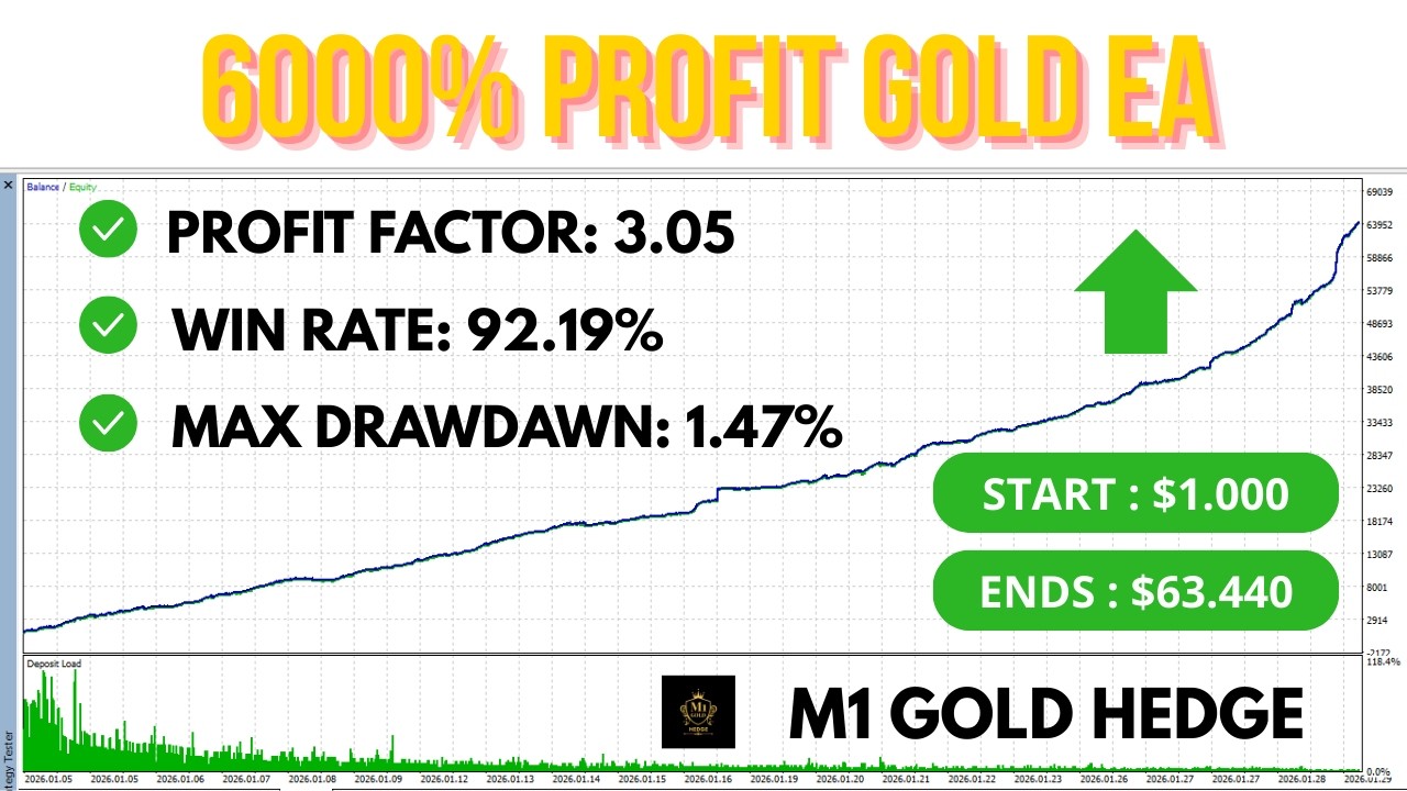 INSANE 6,000%+ PROFIT! 🚀 M1 GOLD HEDGE EA BACKTEST RESULTS LOW DRAWDOWN