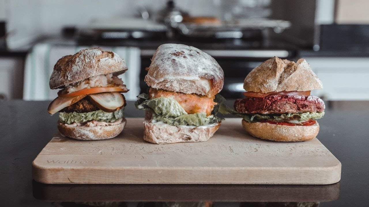 How to Make Plant Based Burgers » Beet & Lentil, Crispy Tofu & Falafel
