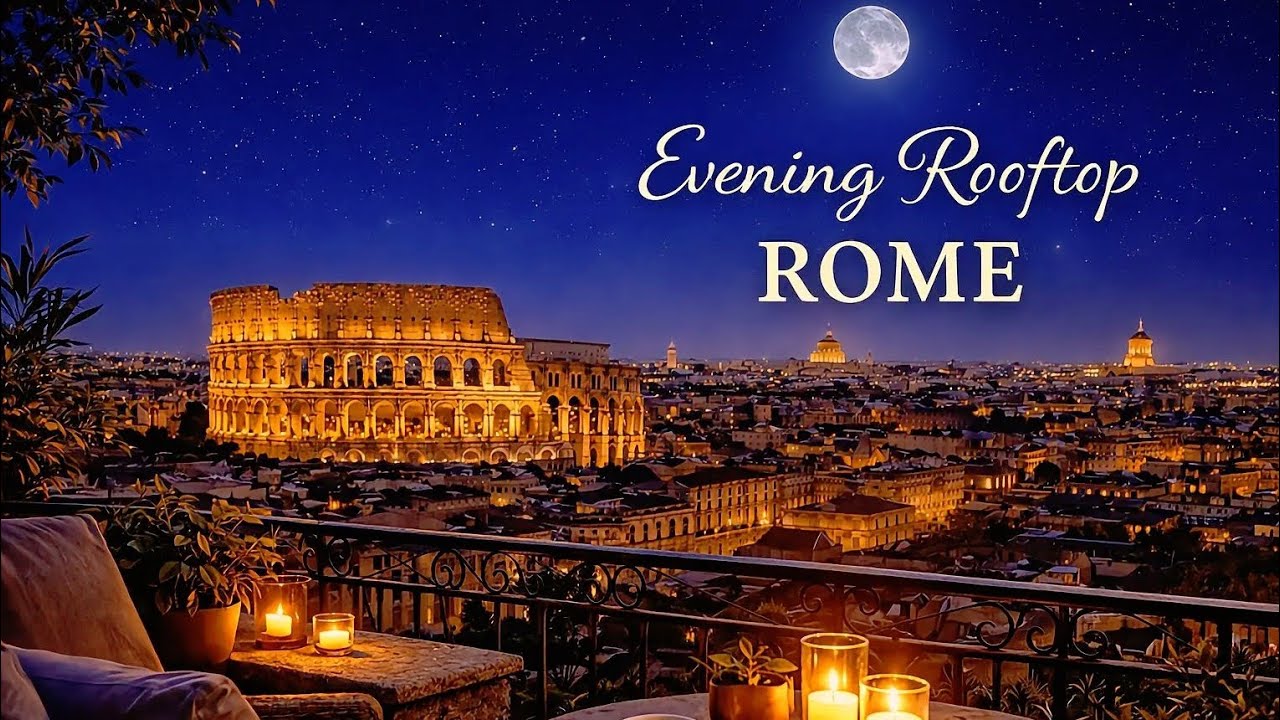 Evening Rooftop Rome 🌙 | Calm Night Vibes & Relaxing Ambient Music #chillmusic