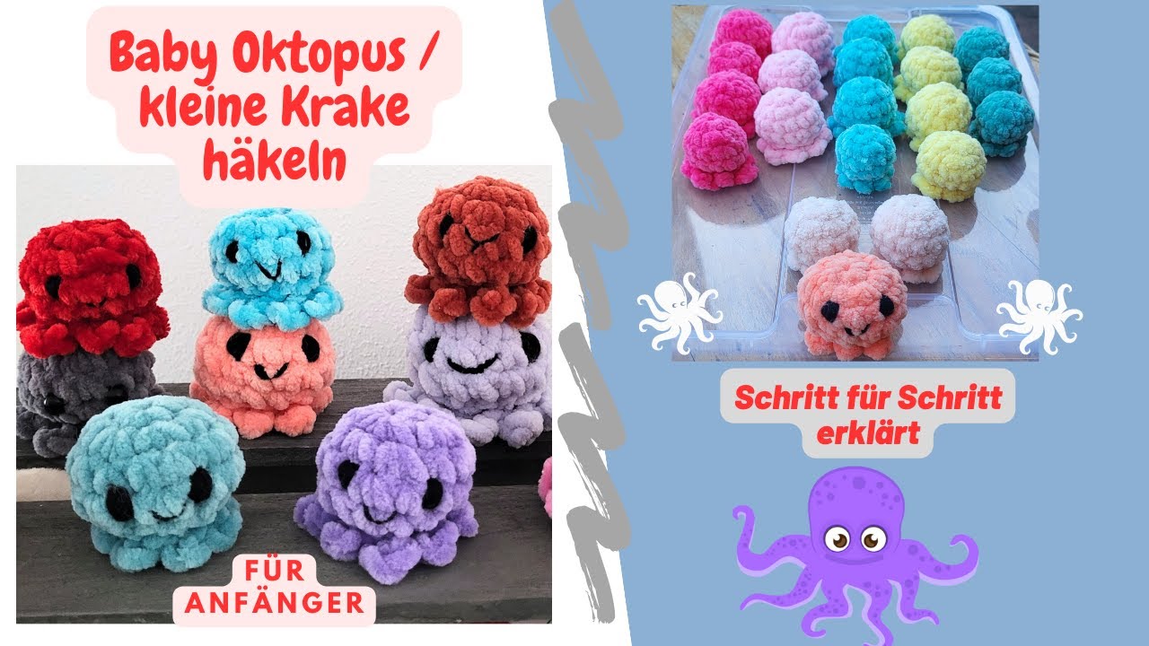 Baby Oktopus häkeln 🐙 Kleine Krake 🩷 für Anfänger 🩷 Mini Oktopus Mini Krake 