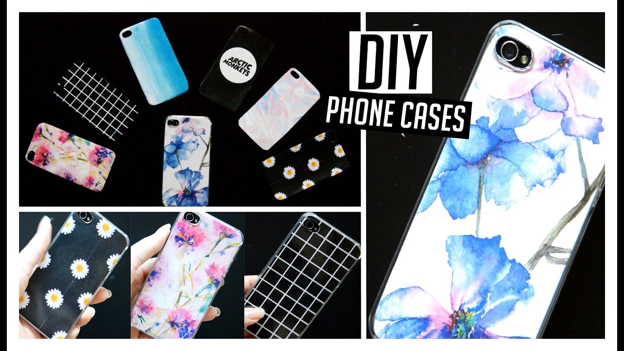 DIY Easy & Affordable Tumblr Inspired Custom Phone Cases // Grid, Watercolor, Floral, Holographic