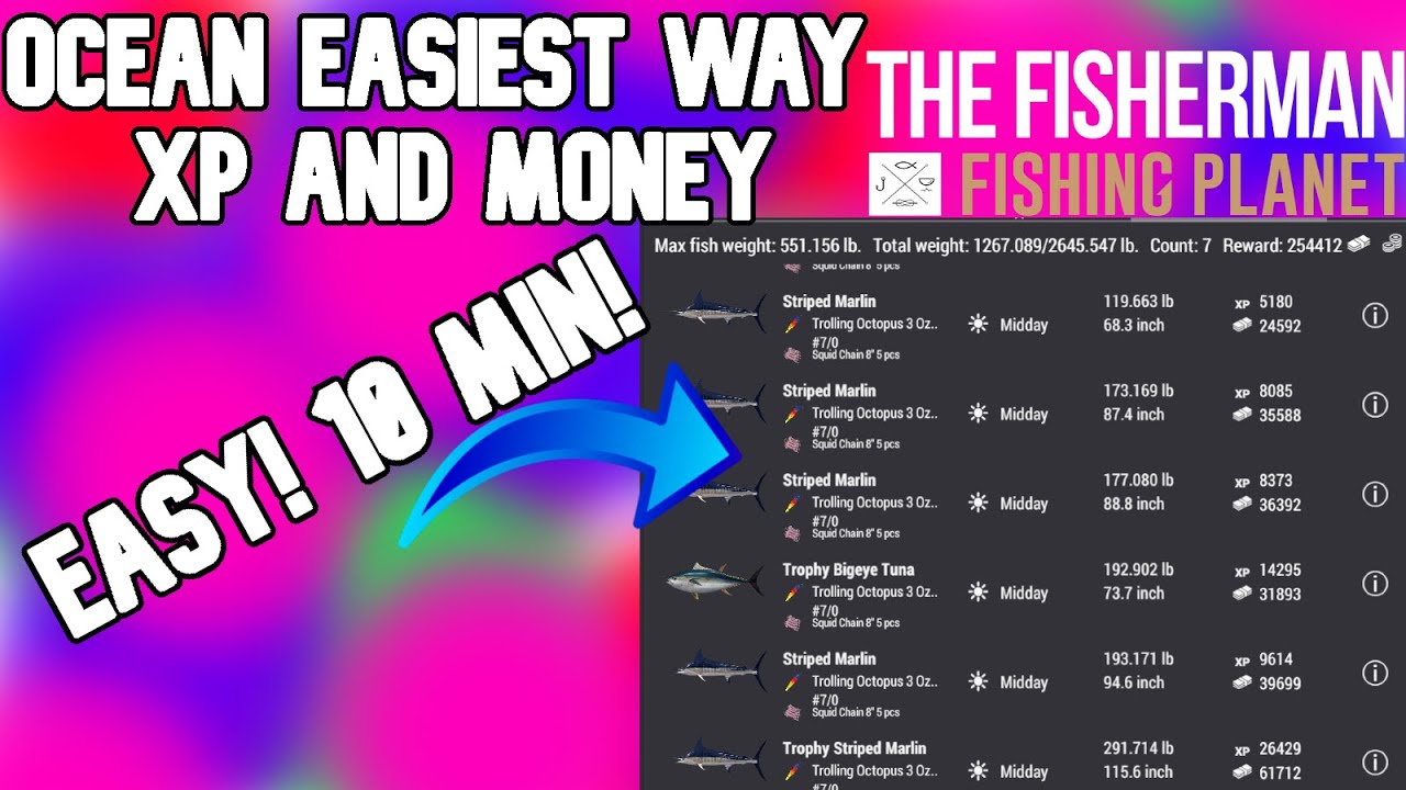 OCEAN MAP EASIEST XP AND MONEY GRIND WITH ANY BOAT FISHING PLANET