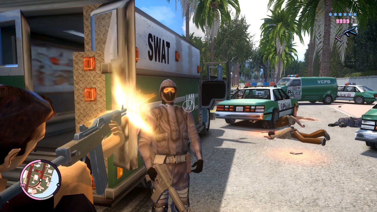 GTA Vice City Nextgen Edition - Epic 6 Star Police Rampage + Escape