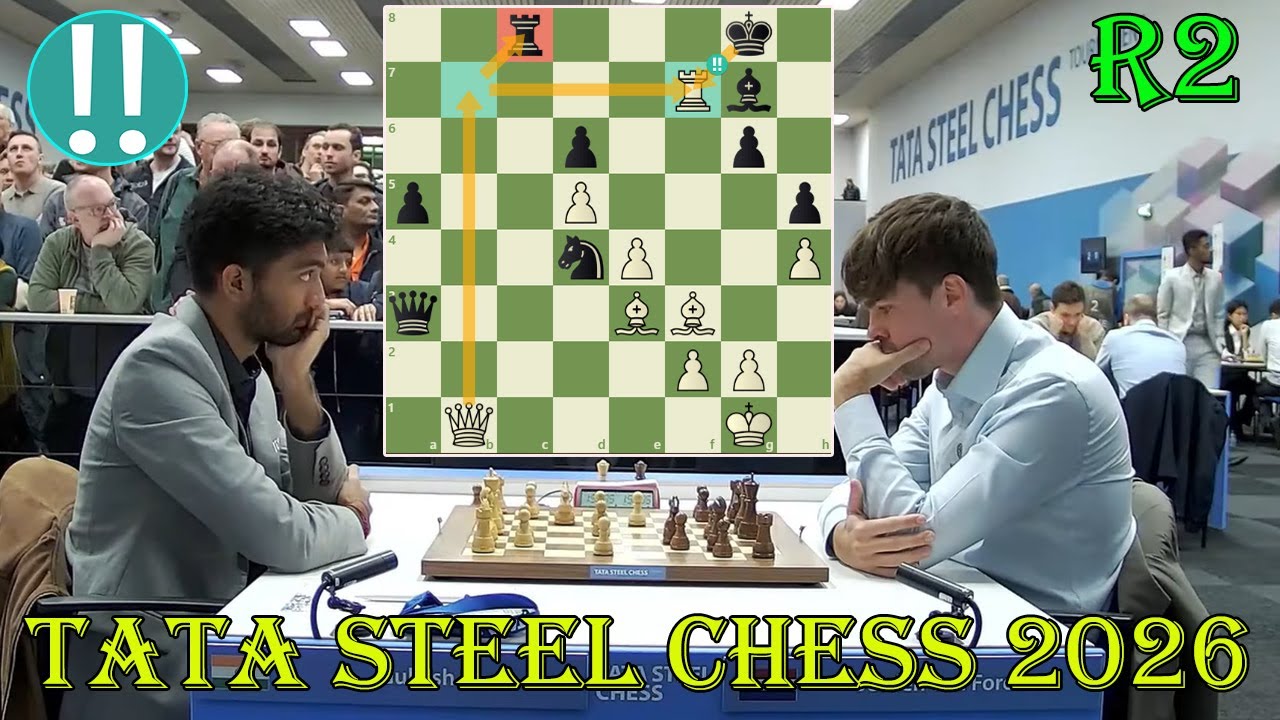 ROOK SAC!! Gukesh (2753) vs Jorden van Foreest (2704) || Tata Steel Chess 2026 - R2