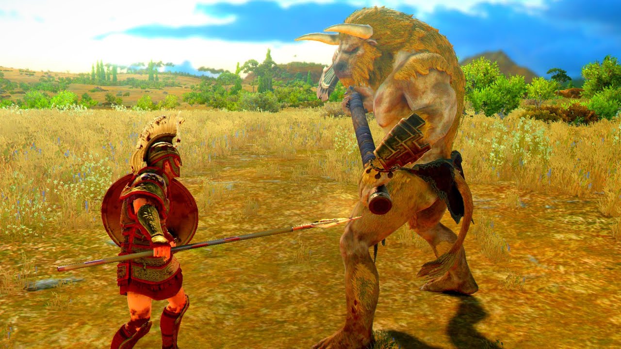 Achilles VS Cyclops and Minotaur. Mythos DLC. Total War Saga Troy