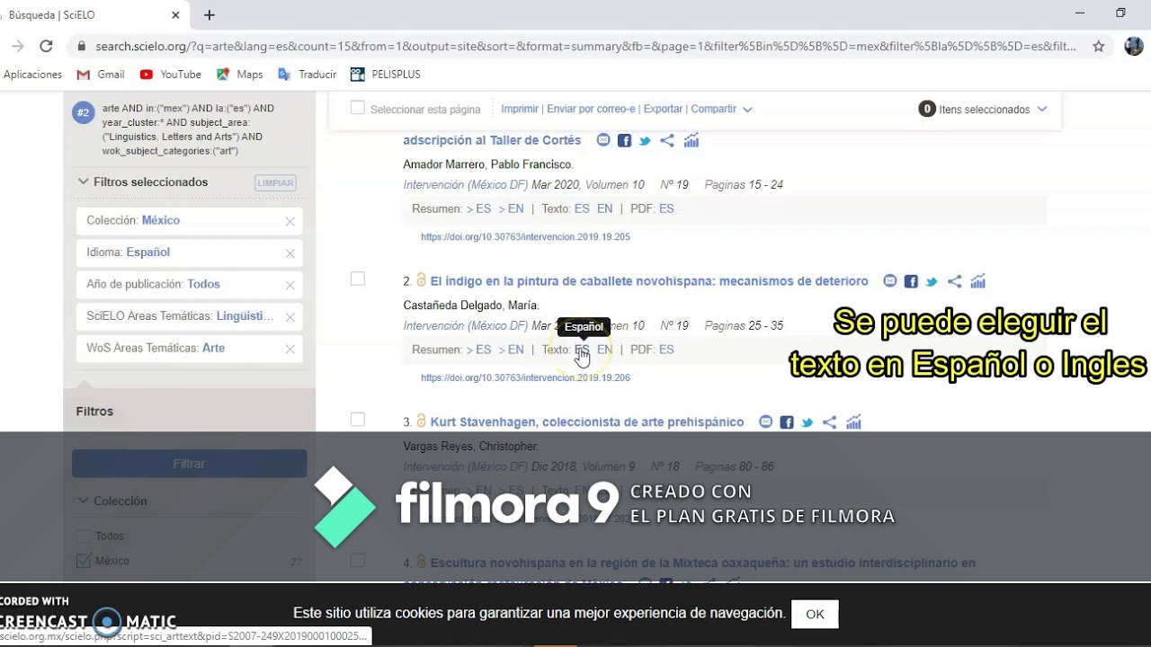 Video tutorial de base de datos de scielo